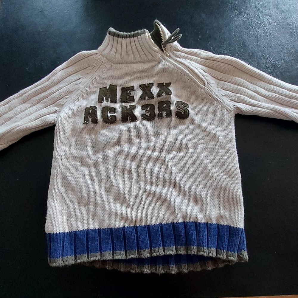 Vintage Boy Mexx White and Blue Knit Sweater